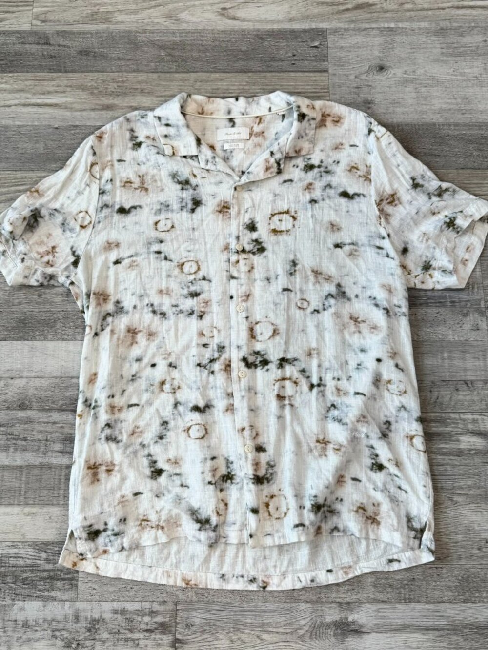 Porter + Ash mens linen blend short sleeve button down shirt size large C27